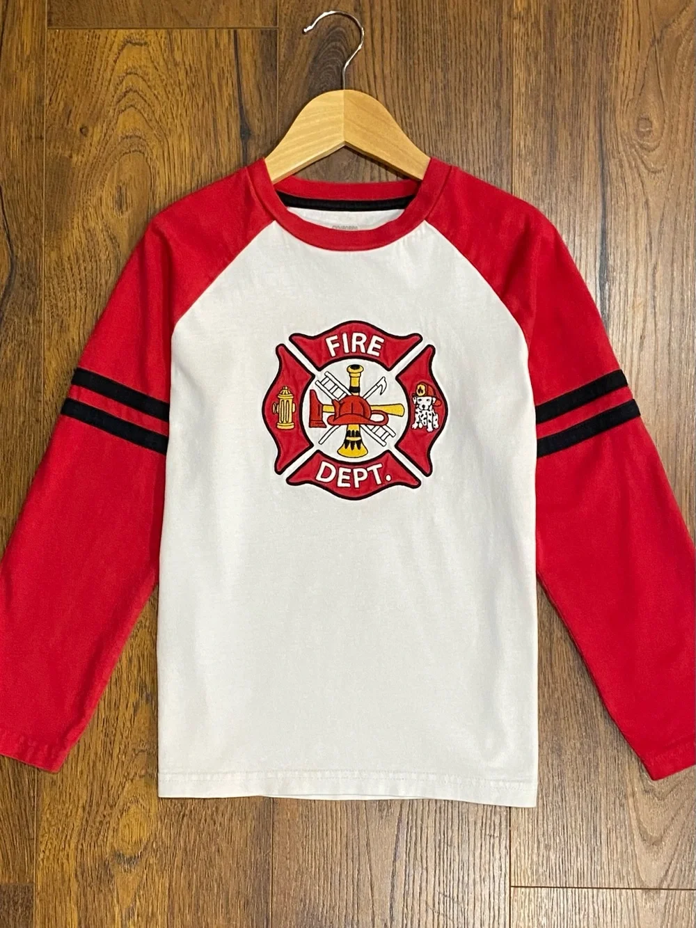 Gymboree Boys ‘Fire Chief’ Red and White Long Sleeve Raglan Shirt Size 7